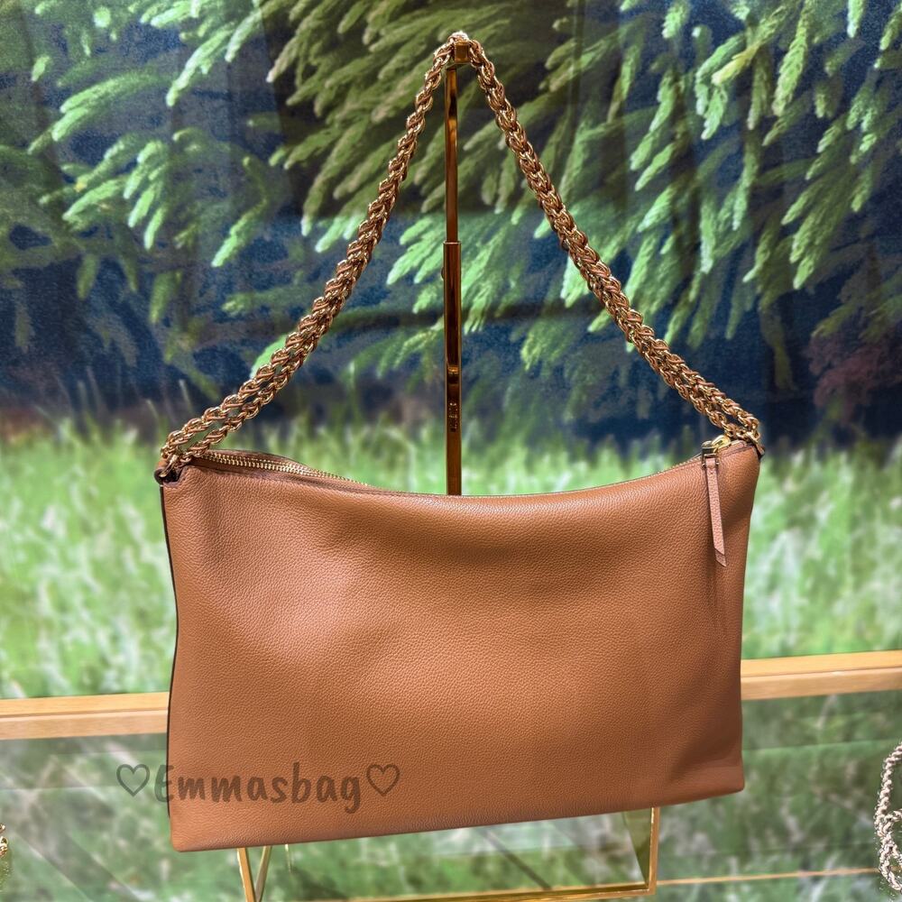 Tory Burch Britten Large Zip Shoulder Bag 177316 Forest Brown $625 - Picture 4 of 7